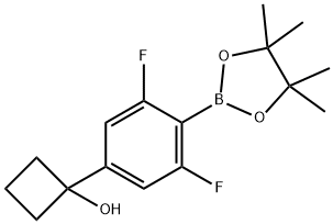 1-(3,5-二氟-4-(4,4,5,5-四甲基-1,3,2-二氧硼杂环戊烷-2-基)苯基)环丁烷-1-醇, 1395282-06-0, 结构式