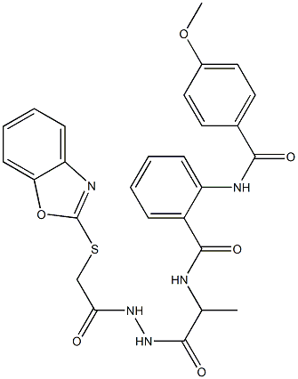 1396971-52-0 N-(2-{2-[(1,3-benzoxazol-2-ylsulfanyl)acetyl]hydrazino}-1-methyl-2-oxoethyl)-2-[(4-methoxybenzoyl)amino]benzamide