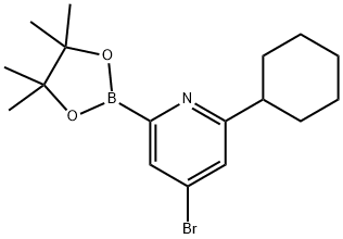 4-Bromo-6-(cyclohexyl)pyridine-2-boronic acid pinacol ester,1402238-02-1,结构式