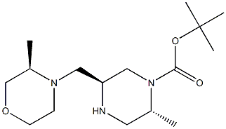 (2R,5S)-2-甲基-5-(((R)-3-甲基吗啉代)甲基)哌嗪-1-羧酸叔丁酯, 1403902-78-2, 结构式