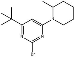 2-bromo-4-(2-methylpiperidin-1-yl)-6-(tert-butyl)pyrimidine Struktur