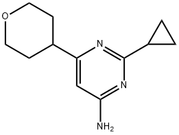 4-Amino-2-cyclopropyl-6-(4-tetrahydropyranyl)pyrimidine Struktur