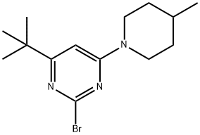 2-bromo-4-(4-methylpiperidin-1-yl)-6-(tert-butyl)pyrimidine Struktur