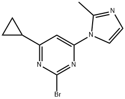 2-bromo-4-(1H-2-methylimidazol-1-yl)-6-cyclopropylpyrimidine Struktur