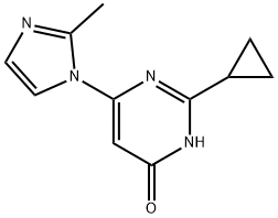 4-Hydroxy-2-cyclopropyl-6-(2-methylimidazol-1-yl)pyrimidine 化学構造式