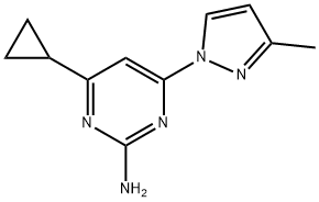 2-amino-4-(1H-3-methylpyrozol-1-yl)-6-cyclopropylpyrimidine Structure