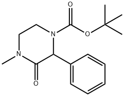 1-Piperazinecarboxylic acid, 4-methyl-3-oxo-2-phenyl-, 1,1-dimethylethyl ester 化学構造式