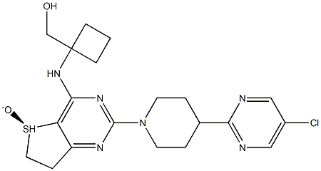 [1-({(5R)-2-[4-(5-chloropyrimidin-2-yl)piperidin-1-yl]-5-oxido-6,7-dihydrothieno[3,2-d]pyrimidin-4-yl}amino)cyclobutyl]methanol Structure