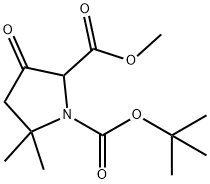 1-(tert-butyl) 2-methyl 5,5-dimethyl-3-oxopyrrolidine-1,2-dicarboxylate 化学構造式