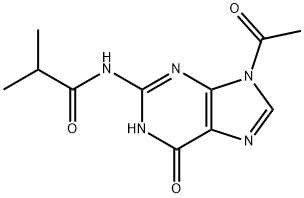 N-(9-Acetyl-6-oxo-6,9-dihydro-1H-purin-2-yl)-isobutyramide 化学構造式