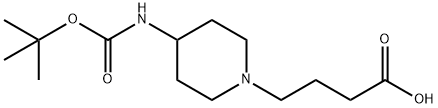 4-(4-{[(tert-butoxy)carbonyl]amino}piperidin-1-yl)butanoic acid Struktur