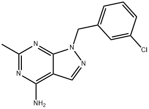 1-[(3-chlorophenyl)methyl]-6-methyl-1H-pyrazolo[3,4-d]pyrimidin-4-amine, 1513704-28-3, 结构式