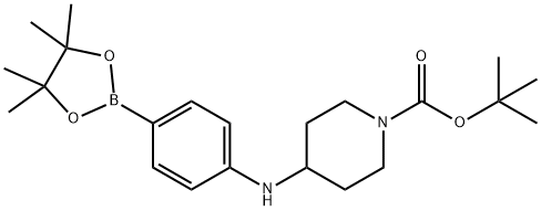 tert-butyl 4-(4-(4,4,5,5-tetramethyl-1,3,2-dioxaborolan-2-yl)phenylamino)piperidine-1-carboxylate Structure