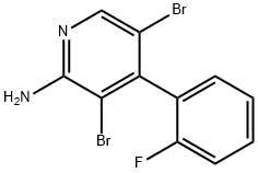 2-Amino-3,5-dibromo-4-(2-fluorophenyl)pyridine 化学構造式