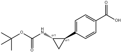 4-(trans-2- ((tert-butoxycarbonyl)amino)cyclopropyl)benzoic acid Structure