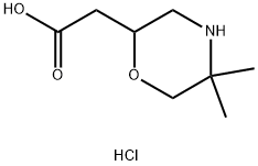 (5,5-Dimethyl-morpholin-2-yl)-acetic acid hydrochloride 化学構造式