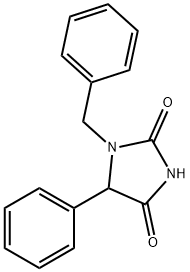 2,4-Imidazolidinedione, 5-phenyl-1-(phenylmethyl)- Struktur