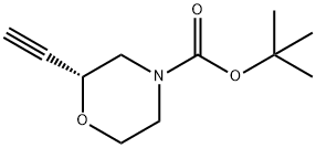 4-Morpholinecarboxylic acid, 2-ethynyl-, 1,1-dimethylethyl ester, (2R)- 化学構造式