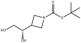 1-Azetidinecarboxylic acid, 3-[(1S)-1,2-dihydroxyethyl]-, 1,1-dimethylethyl ester 化学構造式