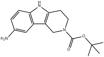 8-氨基-3,4-二氢-1H-吡啶并[4,3-B]吲哚-2(5H)-羧酸叔丁酯,1629788-10-8,结构式