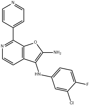 N3-(3-Chloro-4-fluorophenyl)-7-(pyridin-4-yl)furo[2,3-c]pyridine-2,3-diamine Struktur