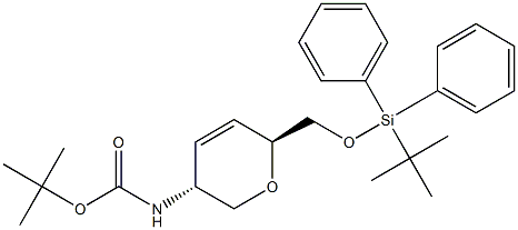 tert-butyl ((3R,6S)-6-(((tert-butyldiphenylsilyl)oxy)methyl)-3,6-dihydro-2H-pyran-3-yl)carbamate Struktur