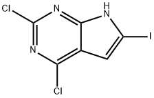 7H-Pyrrolo[2,3-d]pyrimidine, 2,4-dichloro-6-iodo- Struktur