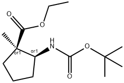 Cis-2-tert-Butoxycarbonylamino-1-methyl-cyclopentanecarboxylic acid Structure