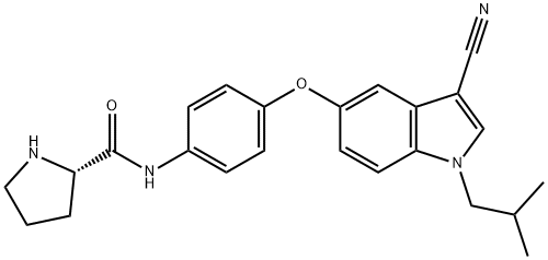 (2S)-N-[4-[[3-Cyano-1-(2-methylpropyl)-1H-indol-5-yl]oxy]phenyl]-2-pyrrolidinecarboxamide Structure