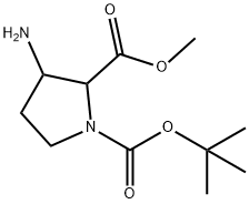 1,2-Pyrrolidinedicarboxylic acid, 3-amino-, 1-(1,1-dimethylethyl) 2-methyl ester Structure