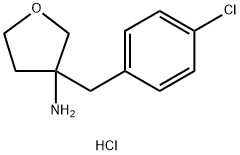 3-[(4-chlorophenyl)methyl]oxolan-3-amine hydrochloride 化学構造式