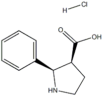 (2R,3S)-2-phenyl-3-pyrrolidinecarboxylic acid hydrochloride Struktur