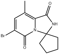 6'-溴-8'-甲基-1'H-螺[环戊烷-1,3'-咪唑并[1,5-A]吡啶] -1',5'(2'H)-二酮 结构式