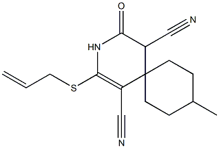 2-(allylsulfanyl)-9-methyl-4-oxo-3-azaspiro[5.5]undec-1-ene-1,5-dicarbonitrile,185414-68-0,结构式