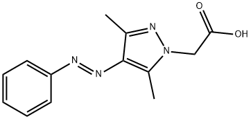 (E)-2-(3,5-dimethyl-4-(phenyldiazenyl)-1H-pyrazol-1-yl)acetic acid 化学構造式
