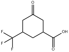3-oxo-5-(trifluoromethyl)cyclohexane-1-carboxylic acid Struktur