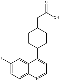 2-(4-(6-fluoroquinolin-4-yl)cyclohexyl)acetic acid Struktur