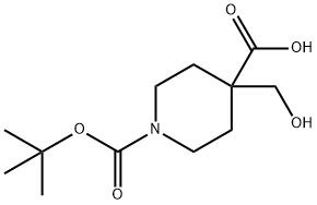 1-(tert-butoxycarbonyl)-4-(hydroxymethyl)piperidine-4-carboxylic acid, 193023-00-6, 结构式