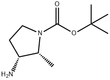 1-Pyrrolidinecarboxylic acid, 3-amino-2-methyl-, 1,1-dimethylethyl ester, (2R,3R)- 化学構造式