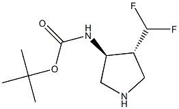 tert-butyl ((3S,4R)-4-(difluoromethyl)pyrrolidin-3-yl)carbamate Structure