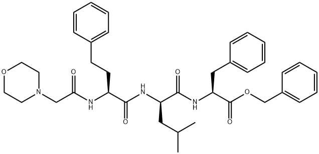 (S)-2-((R)-4-Methyl-2-((S)-2-(2-morpholinoacetamido)-4-phenylbutanamido)pentanamido)-3-phenylpropanoic acid 化学構造式