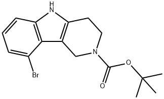 9-Bromo-1,3,4,5-tetrahydro-pyrido[4,3-b]indole-2-carboxylic acid tert-butyl ester Struktur