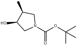 (3S,4S)-3-羟基-4-甲基吡咯烷-1-羧酸叔丁酯,216062-10-1,结构式