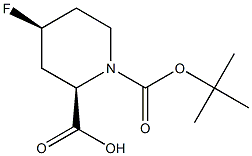 (2R,4S)-1-(tert-butoxycarbonyl)-4-fluoropiperidine-2-carboxylic acid 结构式