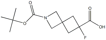 2-(tert-butoxycarbonyl)-6-fluoro-2-azaspiro[3.3]heptane-6-carboxylic acid 化学構造式