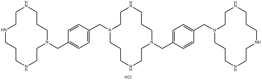 1,8-bis(4-((1,4,8,11-tetraazacyclotetradecan-1-yl)methyl) benzyl)-1,4,8,11-tetraazacyclotetradecane dodecahydrochloride Structure