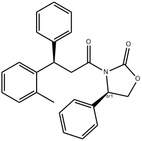 (S)-4-phenyl-3-((S)-3-phenyl-3-(o-tolyl)propanoyl)oxazolidin-2-one Struktur