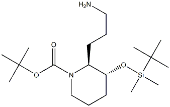 tert-butyl (2S,3R)-2-(3-aminopropyl)-3-[(tert-butyldimethylsilyl)oxy]piperidine-1-carboxylate Struktur