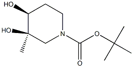 trans-3,4-Dihydroxy-3-methyl-piperidine-1-carboxylic acid tert-butyl ester 结构式