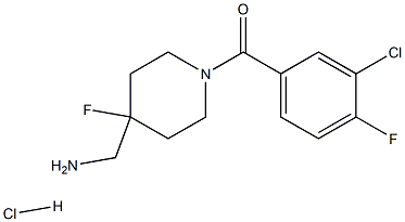 1-[1-(3-chloro-4-fluorobenzoyl)-4-fluoropiperidin-4-yl]methanamine hydrochloride, 2173992-07-7, 结构式